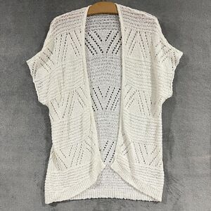 Abercrombie Kids Girls Size L 14 Open Front White Cardigan Sweater Knit